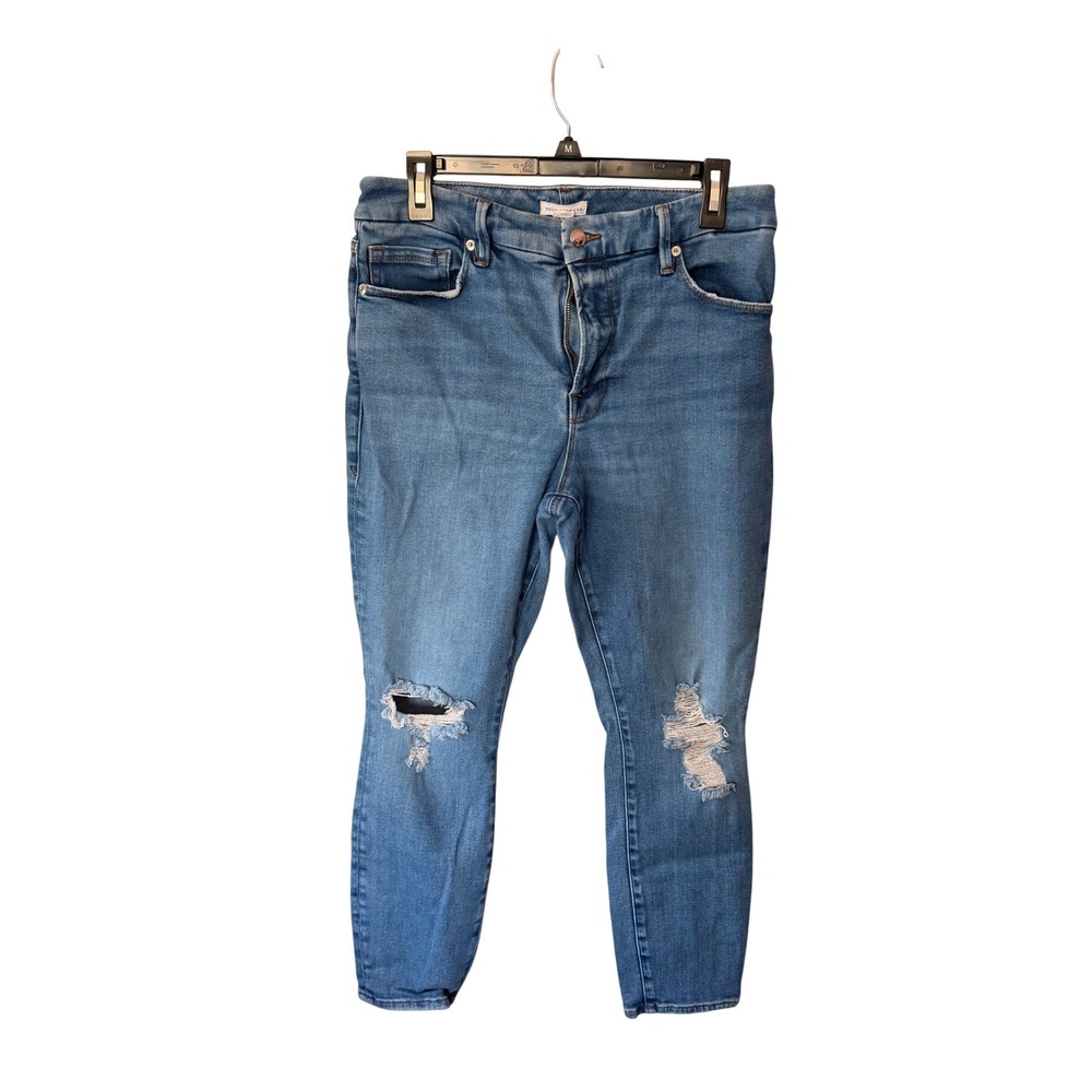 Good American Good Legs Skinny Jeans Blue Distressed High Rise GLCNF731T 14/32